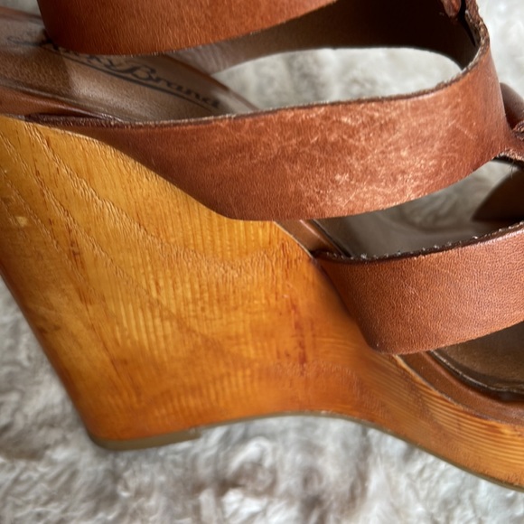 Lucky brand brown leather platform wedges 5 inch good used condition size 7.5 - Picture 5 of 8
